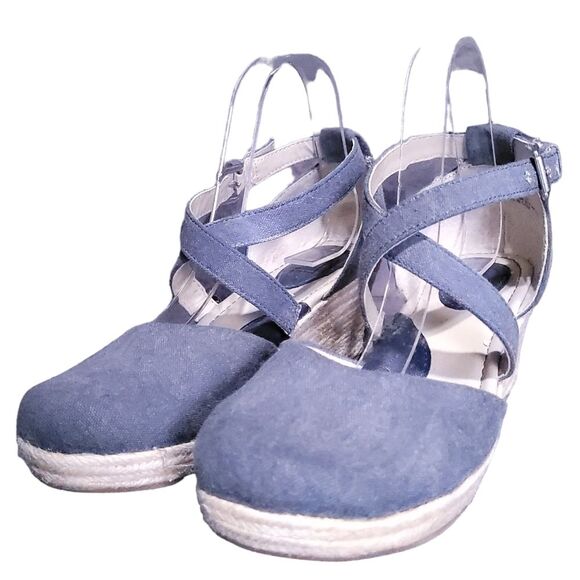 BOC Women's Bree Espadrille Wedge Sandals Size 8 Dark Blue Canvas - Picture 1 of 14